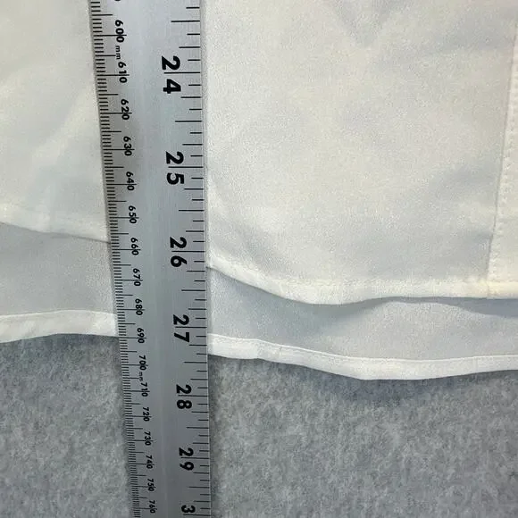 DKNY Foundation Shirt Womens Small Ivory 100% Polyester Button Down Long Sleeve - Picture 11 of 13